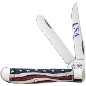 Case 64135 Mini Trapper Folding Pocket Knife with Patriotic Natural Smooth Bone Handle