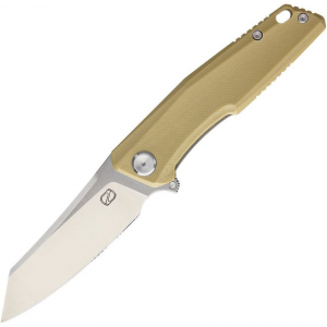 Stedemon ZKCC026 ZKC C02 Tanto Point Blade Linerlock Folding Pocket Knife with Tan G10 Handle