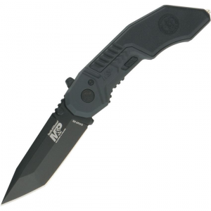 Smith & Wesson MP3B MAGIC Folder Assisted Opening Tanto Point Linerlock Pocket Knife with Black Aluminum Handles
