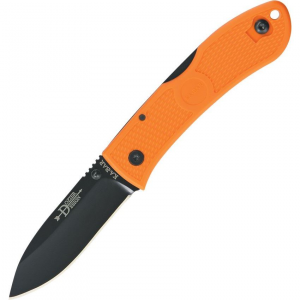 Ka-bar 4062BO Dozier Folding Hunter Lockback Pocket Drop Point Blade Knife with Orange Checkered Zytel Handles