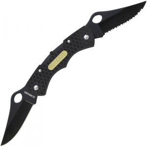 Schrade 005DLB Double Clip Black Finish Blade Lockback Folding Pocket Knife with Black Plastic Handle