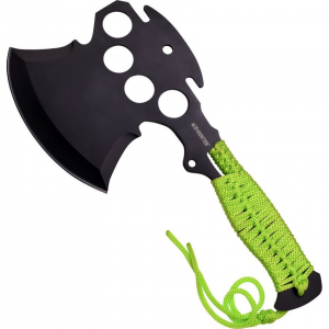 Z-Hunter AXE2 One-Piece Black Finish Stainless Construction Axe with Green Cord Wrapped Handle