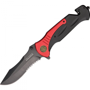 Tac Force 727FD Large Rescue Assisted Opening Part Serrated Linerlock Folding Pocket Knife