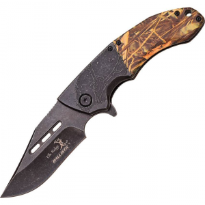 Elk Ridge A006GC Assisted Opening Linerlock Folding Pocket Knife with Gray Outdoor Camo Finish Nylon Fiber Handles