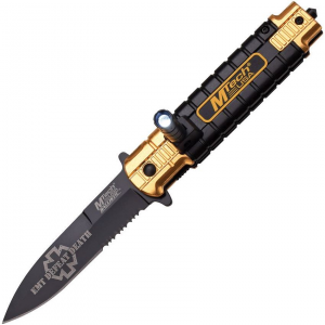 MTech A859OR LED Assisted Opening Part Serrated Linerlock Folding Pocket Knife