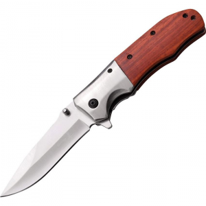 Elk Ridge 165NW Assisted Opening Linerlock Folding Pocket Knife with Red Maple Wood Handles