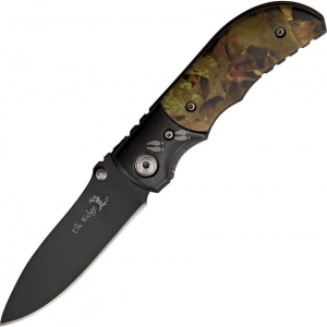 Elk Ridge 133 Linerlock Folding Pocket Knife with Camo Finish Aluminum Handles