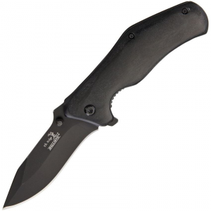 Elk Ridge A013BK Assisted Opening Linerlock Folding Pocket Black Finish Knife with Black Wood Handles