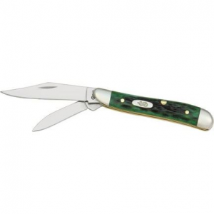 Case 9726 Peanut Folding Pocket Knife with Green Jigged Bone Handle