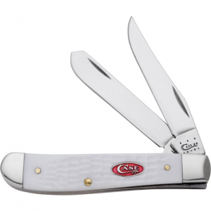 Case 60186 Mini Trapper Folding Pocket Knife with Jigged White Synthetic Handle
