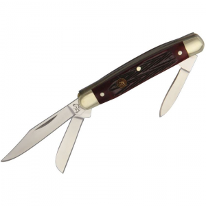Hen & Rooster 303RPB Small Stockman Knife with Red Pick Bone Handle