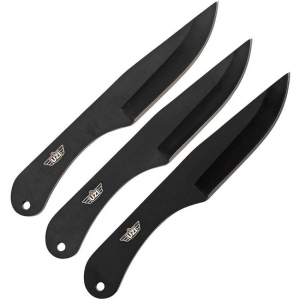 Uzi KTRW004 Throwing Fixed Blade Knife with Black Stainless Construction - Three Piece Set