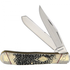 Rough Rider 1544 Trapper Folding Pocket Knife with Abalone Handle