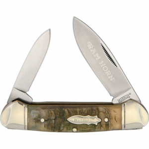Marbles 360 Ram's Horn Canoe Folding Knife with Stainless Steel Construction Blade