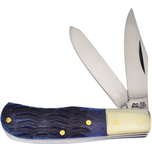 Frost 14100BLPB Jim Bowie Trapper Folding Pocket Knife with Blue Pick Bone Handle