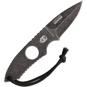 Hoffner 39 Bodyguard Neck Fixed Blade Knife with Black Stonewash Finish Stainless Handle