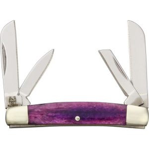 Rough Rider 1259 Mini Four Blade Whittler Folding Blade Knife with Purple Bone Handle