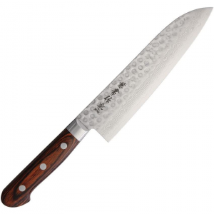 Kanetsune 903 Santoku Knife with Brown Laminated Wood Handle