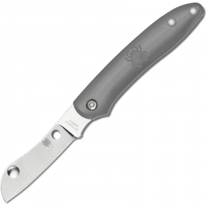 Spyderco 189PGY Roadie Plain Folding Pocket Knife with Gray FRN Handle