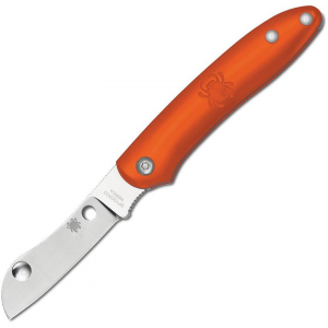 Spyderco 189POR Roadie Plain Folding Pocket Knife with Orange FRN Handle