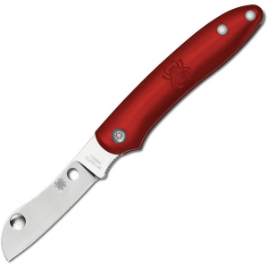 Spyderco 189PRD Roadie Plain Folding Pocket Knife with Red FRN Handle