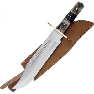 Frost TS160 Frost Cutlery and Knives Bowie Rams Horn Folding Pocket Knife with Pakkawood Handle