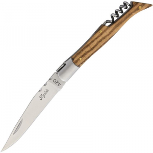 Baladeo DUB042 Laguiole Corkscrew Folder Zeb Knife with Zebra Wood Handle