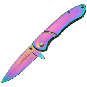 Rite Edge 300351 Assisted Folding Pocket Knife with Titanium Rainbow Coated Stainless Handles