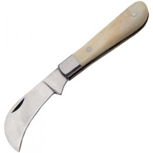 Pakistan 3048BO Pruning White Folding Pocket Knife with Natural Smooth Bone Handle
