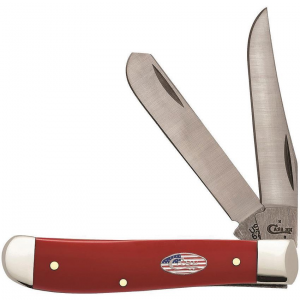 Case 13453 American Workman Mini Trapper Knife with Red Smooth Synthetic Handle