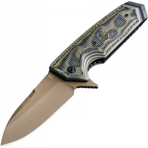 Sig 36218 EX-02 Linerlock Knife Dark Earth Cerakote Finish Knife with Green G10 G-Mascus Handle