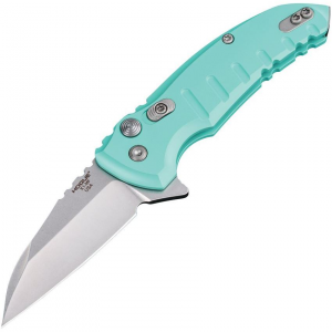 Hogue 24163 X1 Microflip Button Lock Knife with Teal Aluminum Handle