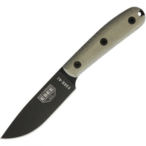 ESEE 4HMK Model 4 Traditional Knife with Green Canvas Micarta Handle