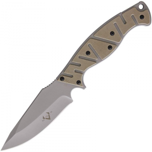 V NIVES 30015 Altered Beast Gray Finish D2 Tool Steel Knife with Coyote Brown G10 Handle
