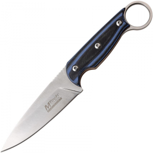 MTech EFIX010BL Evolution Fixed Stainless Drop Point Blade Blade Knife with Black and Blue G10 Handle