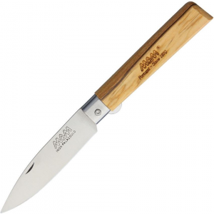 MAM 2036L Linerlock German Stainless Drop Point Blade Knife with Olive Wood Handle
