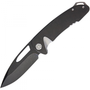 Medford 038SJQ31PT On Belay Framelock Drop Point Blade Knife Black PVD Coated Titanium Handle