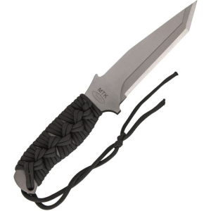 Mission 1001 MTK-TI Standard Edge Tanto Blade Knife with Skeletonized Handle with Black Cord Wrap