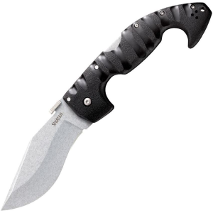 Cold Steel 21ST Spartan Lockback Stonewash Finish Blade Knife with Black Sculpted Griv-Ex Handle