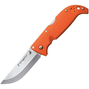 Cold Steel 20NPJ Finn Wolf Lockback Satin Finish Balde Knife with Orange Textured Griv-Ex Handle