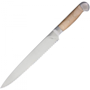 Ferrum ES0900 9 Inch Estate Scalloped Slicer Stainless Blade Knife with Reclaimed Hardwood Handle