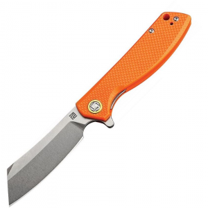 Artisan 1815PSOEF Tomahawk Linerlock Steel Blade Knife with Orange G10 Handle