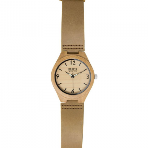 Dakota 2642 Bamboo Wrist Watch with Light Brown Leather Band