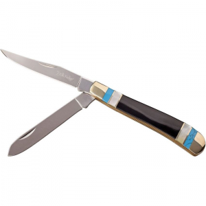 Elk Ridge 954MSC Trapper Spey Blades with Black and Blue Stone and Mother Of Pearl Handle