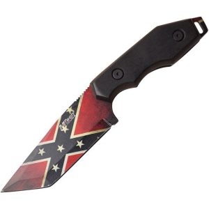 MTech 2087BC Confederate Flag Fixed Blade Knife with Black Pakka Wood Handle