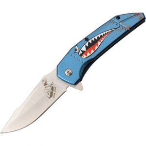 MTech A1129BL Lady Luck Linerlock Knife Assist Open Blue