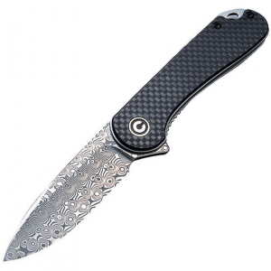 Civivi 907DS Elementum Damascus Knife Black G10/Carbon Fiber Handles