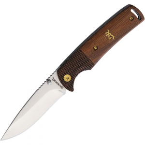 Browning 0304 Buckmark Linerlock Knife Brown Wood Handles
