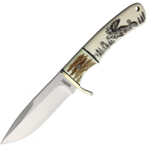 Marbles Outdoors Knives 440 Fixed Blade Scrimshaw
