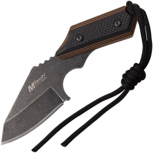 MTech Knives 2089BRD Black Stonewash Fixed Blade Knife Black and Brown Handles